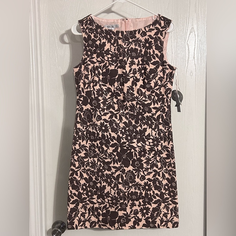 Nine West | Pink and Brown Floral Dress | Size 8